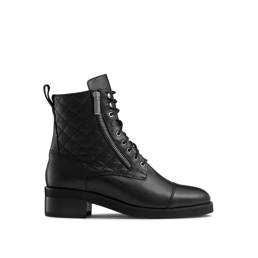 Russell And Bromley Atomic Quilted Stomper Bilek Boy Bot Kadın Siyah | UKZJWB784