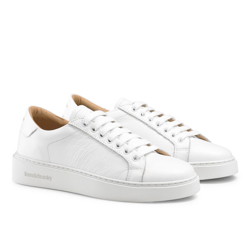 Russell And Bromley Gleam Low Top Dantel Up Platform Ayakkabı Kadın Beyaz | PYBZHK628