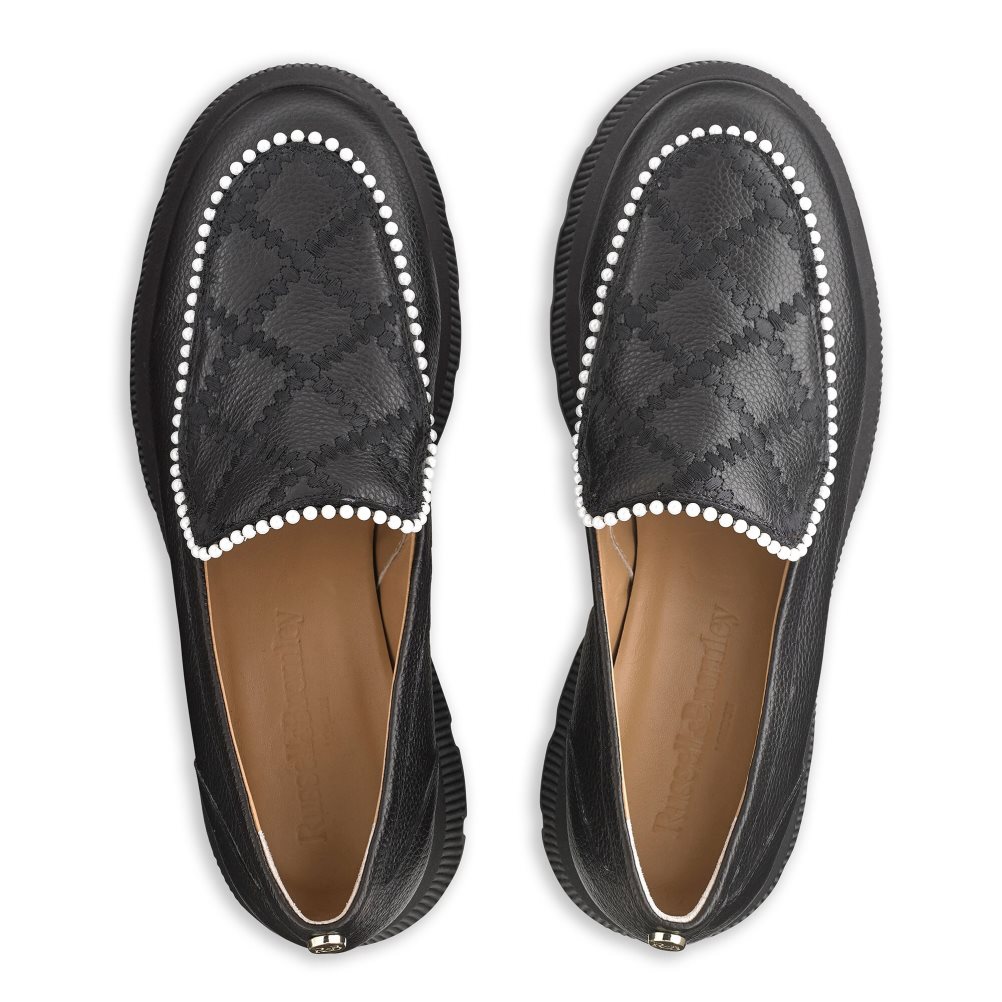 Russell And Bromley Patchwork Tıknaz Pearl Loafer Ayakkabı Kadın Siyah | MTHIFD314