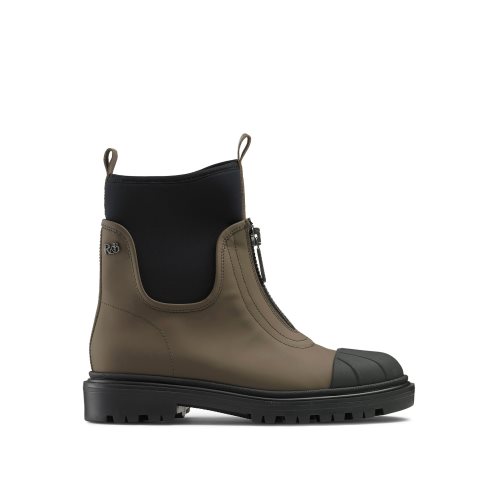 Russell And Bromley Rambler Dryleks Zip Front Stomper Bilek Boy Bot Kadın Zeytin Yeşili Siyah | PKCMNE507